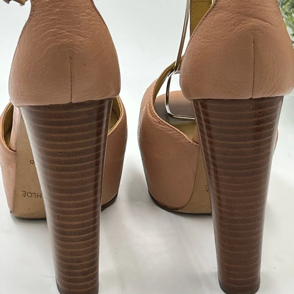 See By Chloe Vela Light Pink-Nude Platform High Heels‎ Sandals Sz 36.5/US 6